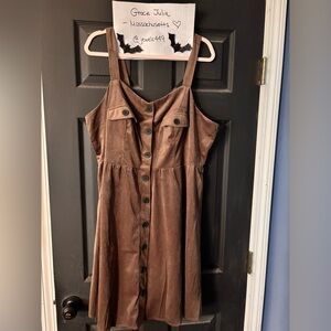 SHEIN Brown Midi Dress with Button Detail